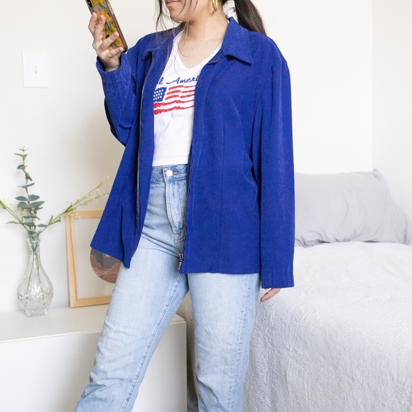Urban Outfitters Jackets & Blazers - Royal Blue Zipper Collared Blazer Jacket